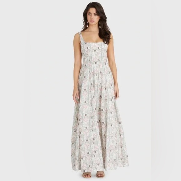 Aqua Blu Dresses & Skirts - NWT Aqua Blu Amaryllis Claudette Long Floral Print Cotton and Silk Dress